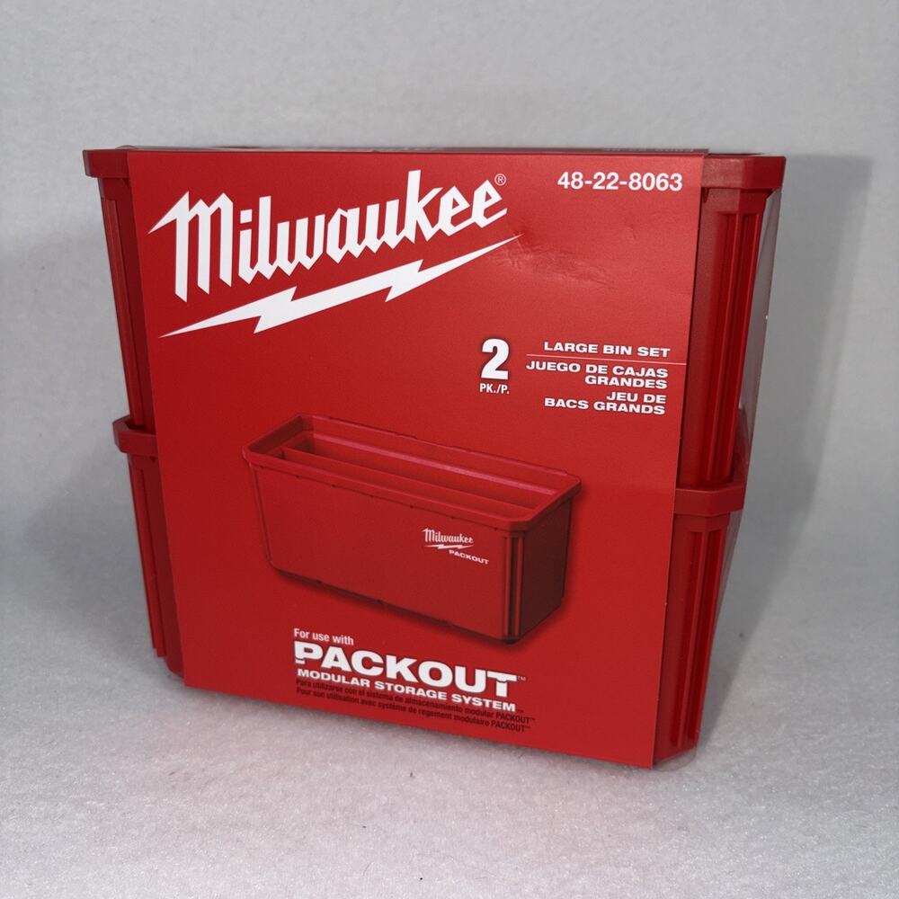 Milwaukee Packout Tray 48-22-8063 2-Pack Large Bin Set Set of 2 Trays, New